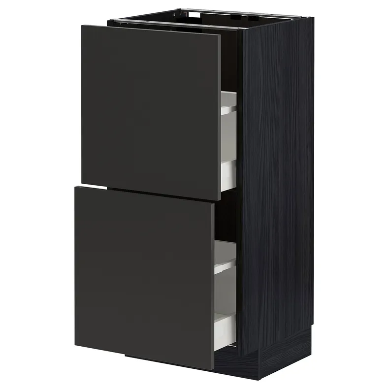IKEA METOD МЕТОД / MAXIMERA МАКСИМЕРА, напольный шкаф с 2 ящиками, черный / никебо матовый антрацит, 40x37 см 194.983.49 фото №1