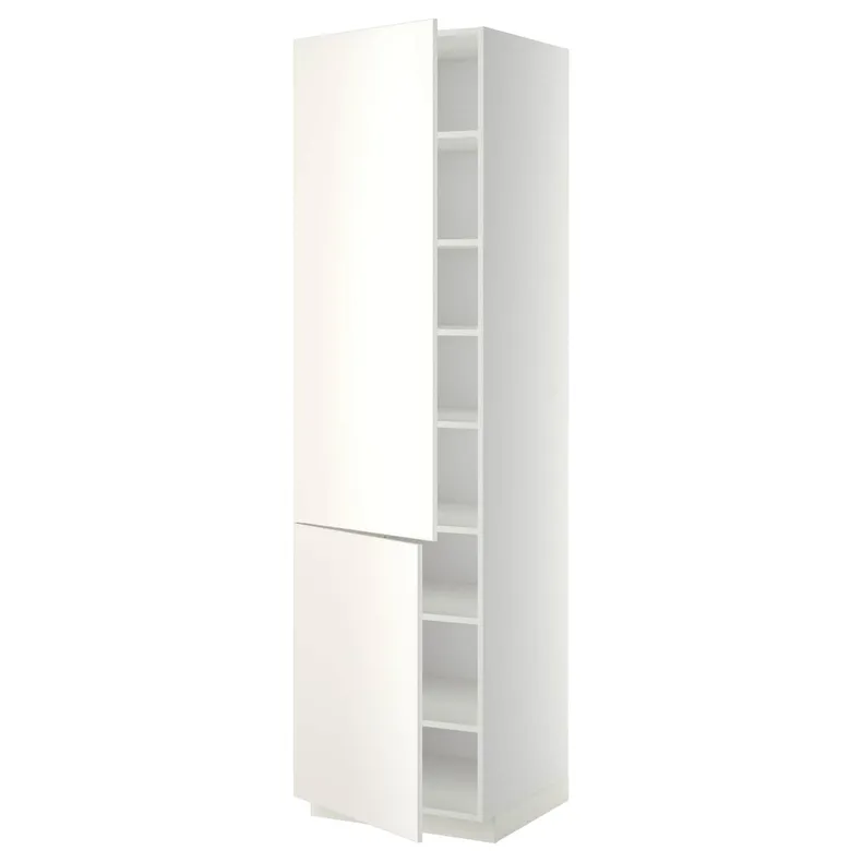 IKEA METOD МЕТОД, высокий шкаф с полками / 2 дверцы, белый / белый, 60x60x220 см 294.549.48 фото №1