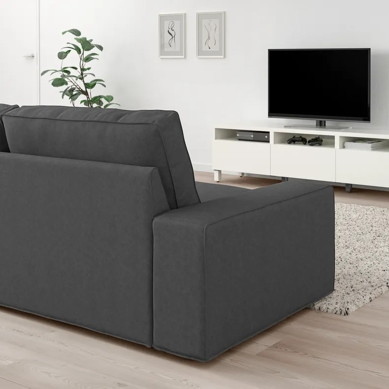 IKEA KIVIK КІВІК, 3-місний диван із кушеткою, Талміра середньо-сіра 594.847.79 фото №3