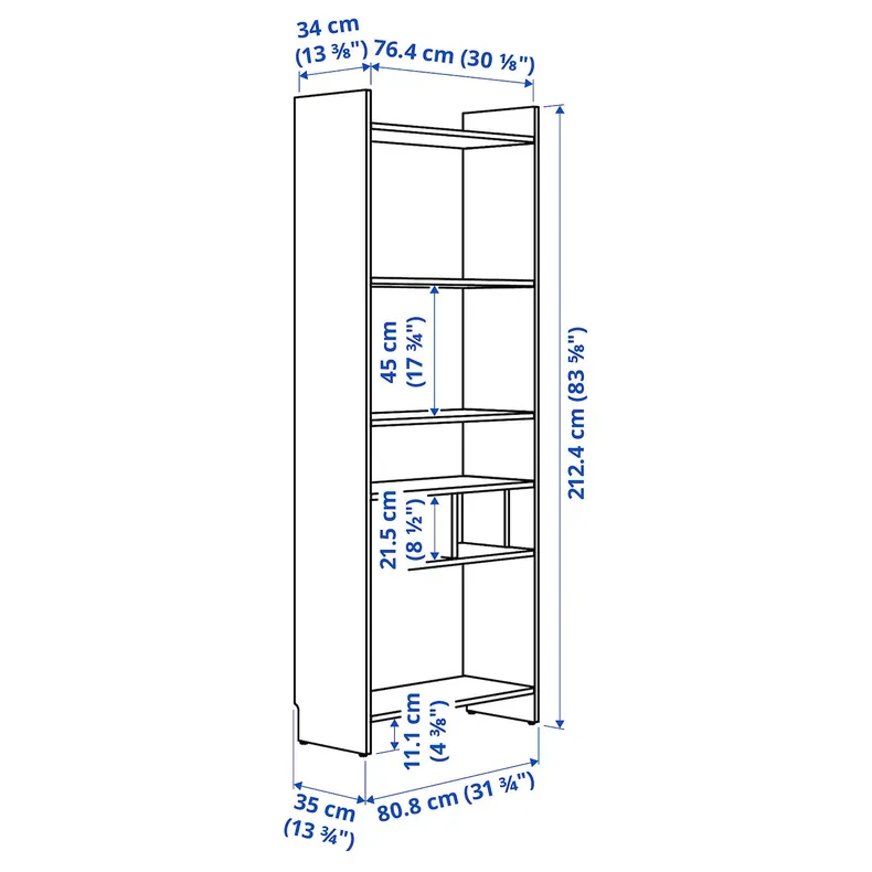 IKEA LÅDMAKARE, книжкова шафа, з 1 вставкою/імітацією полиці. дуб, 81x35x212 см 195.646.93 фото №2