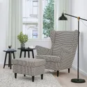 IKEA STRANDMON СТРАНДМОН, крісло та підставка для ніг, Vibberbo чорний / бежевий 294.839.03 фото thumb №2