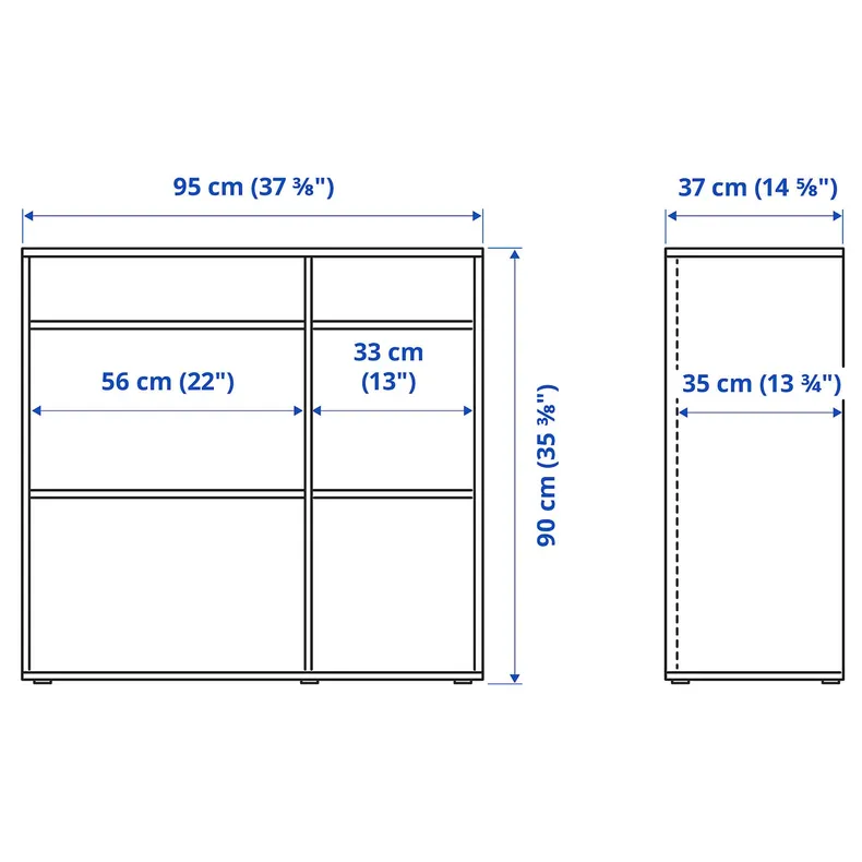 IKEA VIHALS ВИХАЛС, комбинация д / хранения+стекл дверц, белое / прозрачное стекло, 285x37x90 см 595.212.15 фото №3