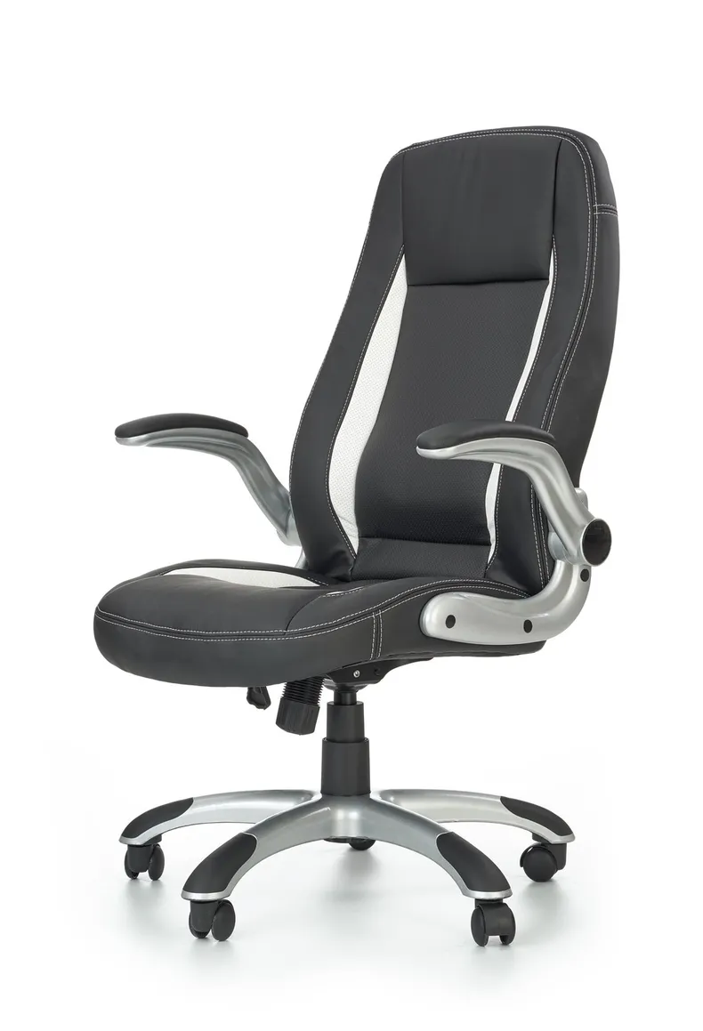 Крісло комп'ютерне офісне обертове HALMAR SATURN чорний, екошкіра перфорована фото №6