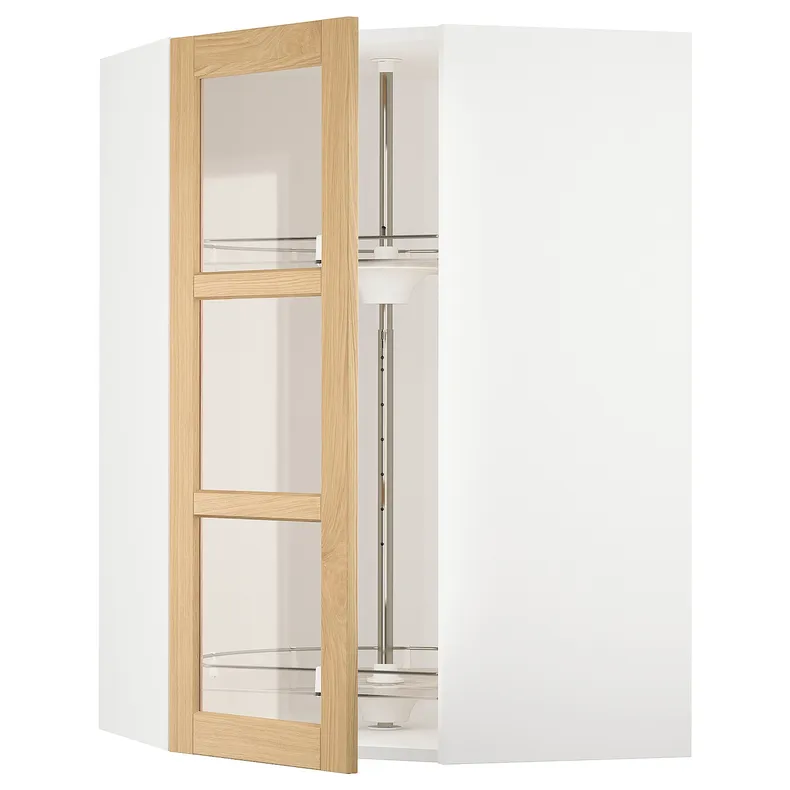 IKEA METOD МЕТОД, кутова настін шафа / об сек / скл двер, білий / ФОРСБАККА дуб, 68x100 см 695.093.31 фото №1