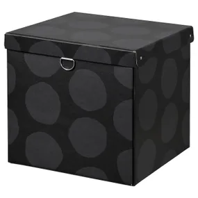 IKEA NIMM НИММ, коробка с крышкой, точки серые, 32x30x30 см 605.959.98 фото