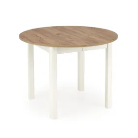 Кухонний стіл HALMAR RINGO 102-142x102 см дуб крафт, білий фото