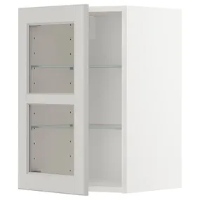 IKEA METOD МЕТОД, навісна шафа,полиці / скляні дверцята, білий / світло-сірий Lerhyttan, 40x60 см 894.612.48 фото