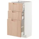IKEA METOD МЕТОД / MAXIMERA МАКСИМЕРА, напольный шкаф с 3 ящиками, белый / светлый бамбук, 40x37 см 593.303.05 фото thumb №1