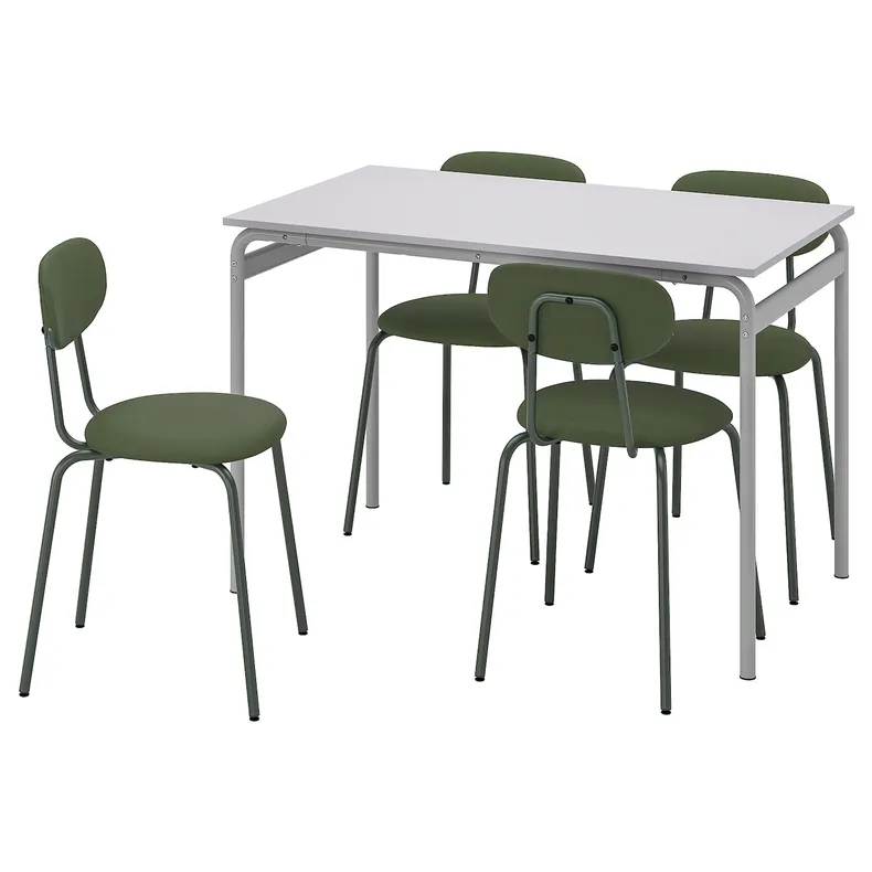 IKEA GRÅSALA ГРОСАЛА / ÖSTANÖ ЕСТАНЕ, стіл+4 стільці, сірий / Згадайте темно-зелений, 110 см 195.513.94 фото №1