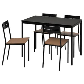 IKEA SANDSBERG САНДСБЕРГ / SANDSBERG САНДСБЕРГ, стіл+4 стільці, чорний/чорний, 110x67 см 494.204.10 фото