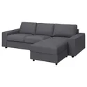 IKEA VIMLE ВІМЛЕ, 3-місний диван із кушеткою, з широкими підлокітниками ГУННАРЕД / класичний сірий 994.012.92 фото thumb №1