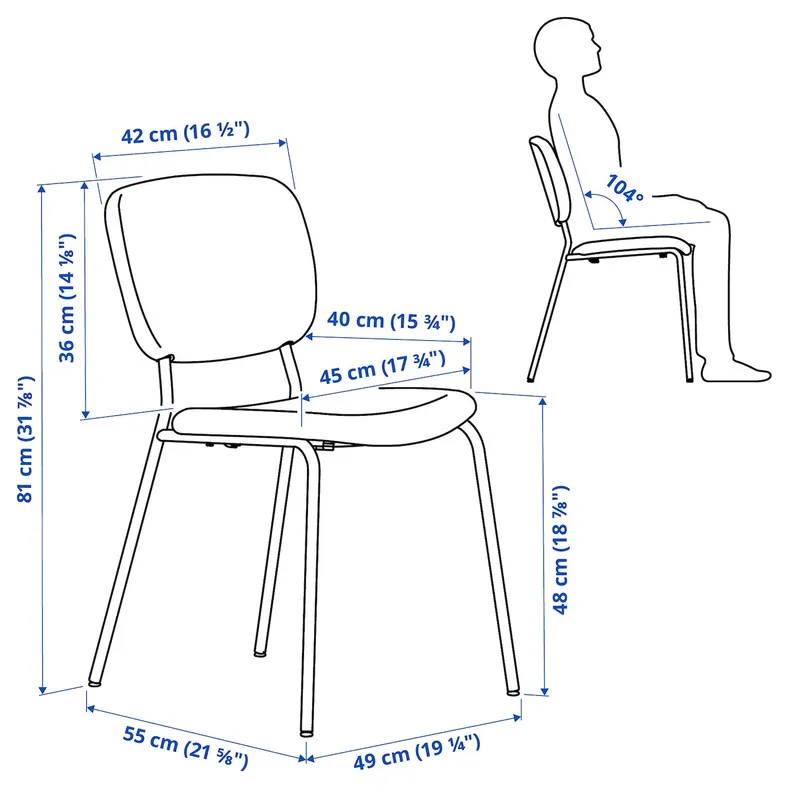 IKEA VIHALS / VIHALS, стол и 6 стульев, белый/зеленый Тибблби серо-зеленый, 120/180x74 см 195.899.62 фото №8