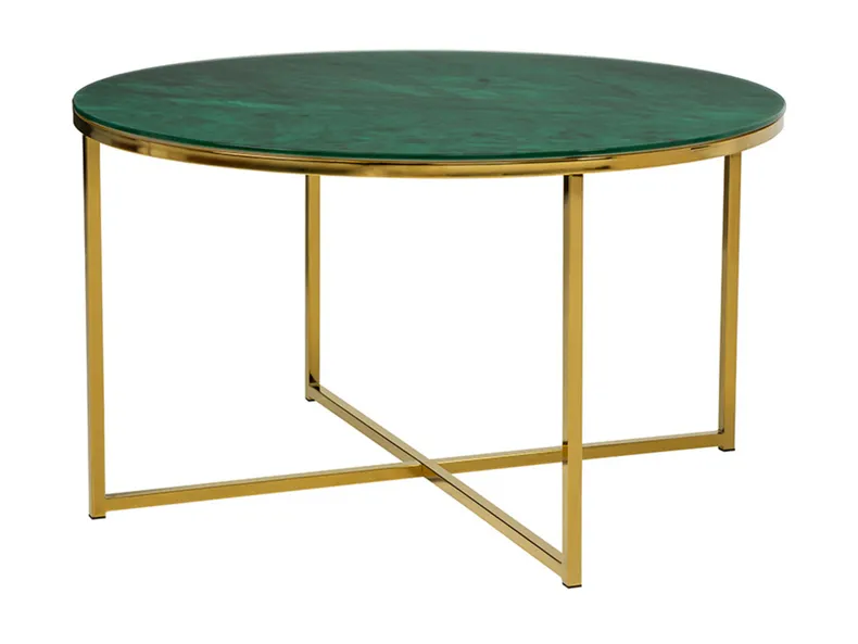 Стол круглый BRW Xana, 80х80 см, зеленый/золотой GREEN фото №1