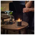IKEA FRUKTSKOG ФРУКТСКОГ, ароматизована свічка у склянці, Ветивер і герань / чорна бірюза, 20 годин. 805.558.35 фото thumb №3