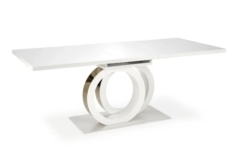 Раскладной обеденный стол HALMAR GALARDO 160-200x90 см, белый/золотой фото №9