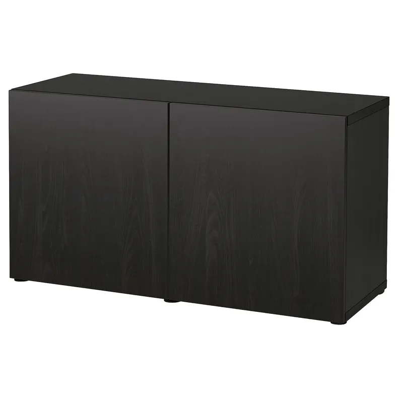 IKEA BESTÅ БЕСТО, комбинация для хранения с дверцами, черный / коричневый / Лапвикен черный / коричневый, 120x42x65 см 593.245.40 фото №1