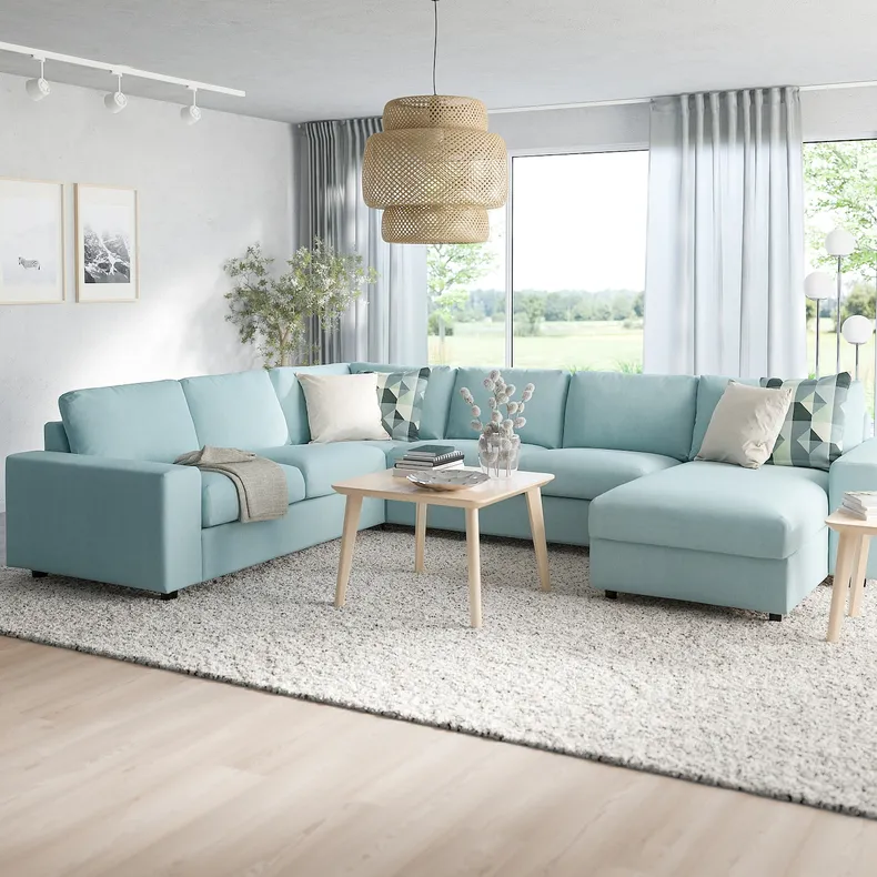 IKEA VIMLE ВІМЛЕ, кут диван-ліжко, 5-місн з кушеткою, з широкими підлокітниками/Saxemara світло-блакитний 795.371.83 фото №3