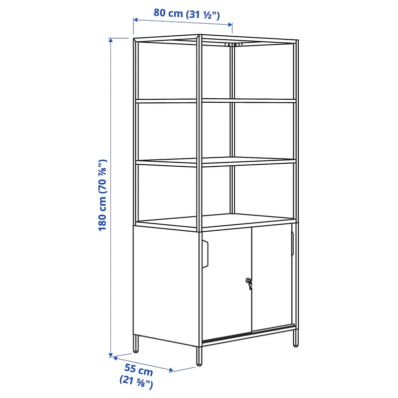 IKEA TROTTEN ТРОТТЕН, шафа з розсувними дверцятами, білий, 80x55x180 см фото №11