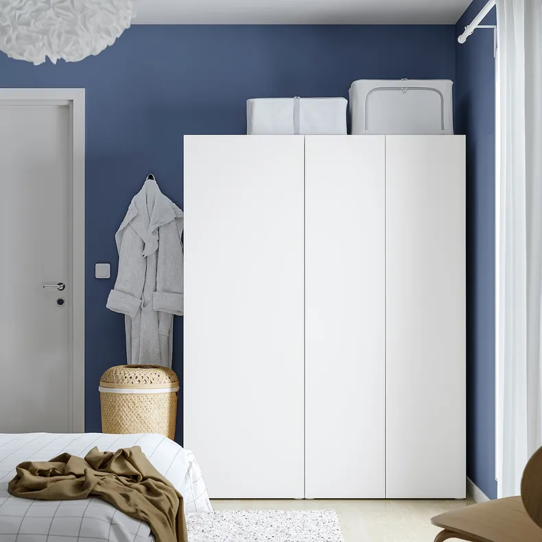 IKEA PLATSA ПЛАТСА, гардероб із 3 дверцятами, білий / ФОННЕС білий, 140x57x181 см 194.243.39 фото №2
