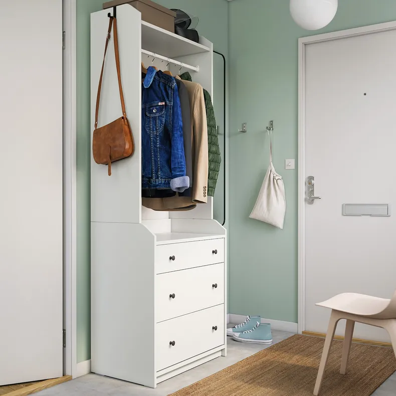 IKEA HAUGA ХАУГА, відкритий гардероб із 3 шухлядами, білий, 70x199 см 404.569.22 фото №3
