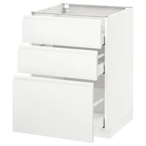 IKEA METOD МЕТОД / MAXIMERA МАКСІМЕРА, підлогова шафа з 3 шухлядами, білий / Voxtorp матовий білий, 60x60 см 191.128.04 фото