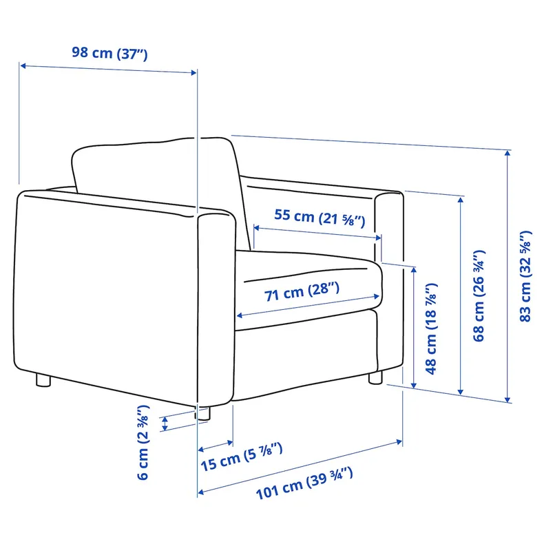 IKEA VIMLE ВІМЛЕ, крісло, Горючий антрацит 694.771.32 фото №5