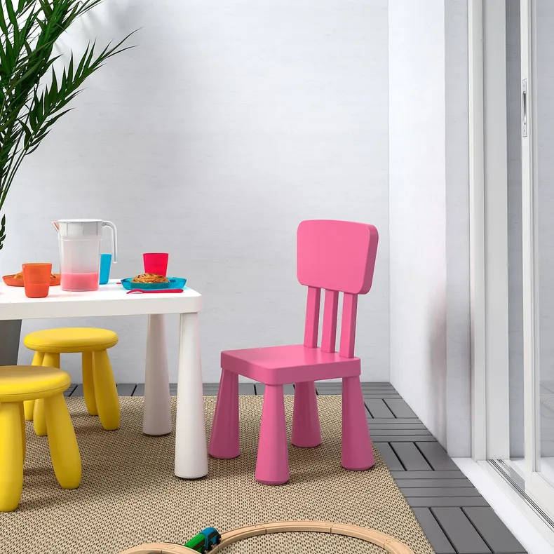 IKEA MAMMUT МАММУТ, детский стул, крытый/открытый/розовый 803.823.21 фото №2