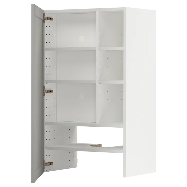 IKEA METOD МЕТОД, настінн шаф д / витяжки з полиц / дверц, білий / світло-сірий Lerhyttan, 60x100 см 895.042.19 фото №1