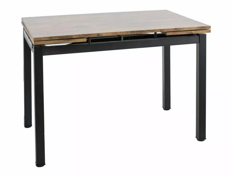 Стол раскладной деревянный SIGNAL GD017, 110-170х74 см, винтажный грецкий орех, матовый черный фото №3