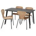 IKEA LISABO ЛИСАБО / ÄLVSTA ЭЛЬВСТА, стол и 4 стула, черный / ротанг черный, 140x78 см 494.815.83 фото thumb №1