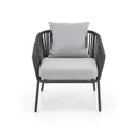 Садовий комплект HALMAR ROCCA (диван + два крісла + столик), темно-сірий / світло-сірий фото thumb №6