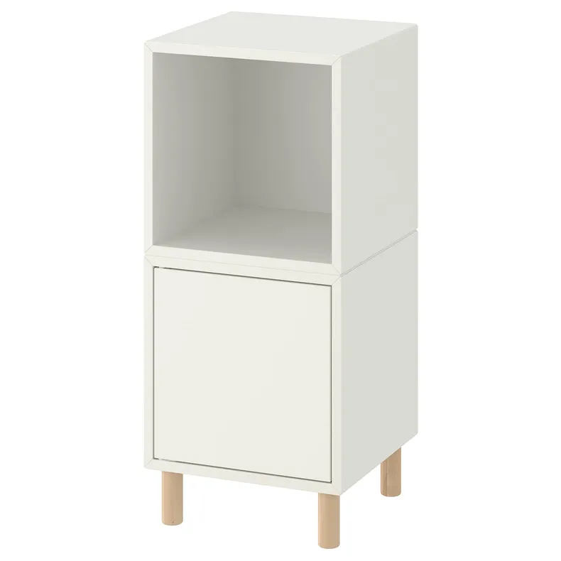 IKEA EKET ЭКЕТ, комбинация шкафов с ножками, белый / дерево, 35x35x80 см 793.860.75 фото №1