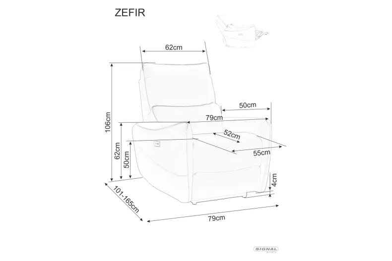 Розкладне крісло SIGNAL ZEPHYR, екошкіра: бежевий фото №8