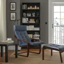 IKEA POÄNG ПОЭНГ, кресло с табуретом для ног, коричневый / каштановый синий 095.021.58 фото thumb №2