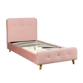 Кровать односпальная бархатная 90x200 MEBEL ELITE MIKEL Velvet, розовый фото