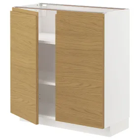 IKEA METOD МЕТОД, підлогова шафа з полицями / 2 дверцят, білий / Voxtorp імітація. дуб, 80x37 см 395.384.91 фото