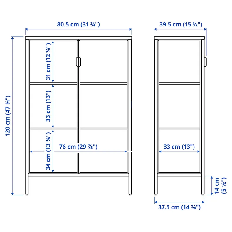IKEA RUDSTA РУДСТА, шафа зі скляними дверцятами, антрацит, 80x37x120 см 504.501.37 фото №7