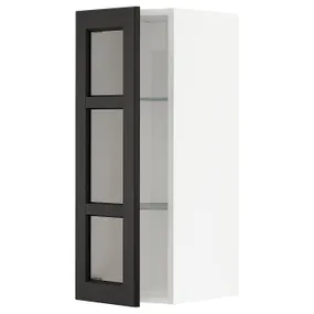 IKEA METOD МЕТОД, навісна шафа,полиці / скляні дверцята, білий / ЛЕРХЮТТАН чорна морилка, 30x80 см 494.659.84 фото