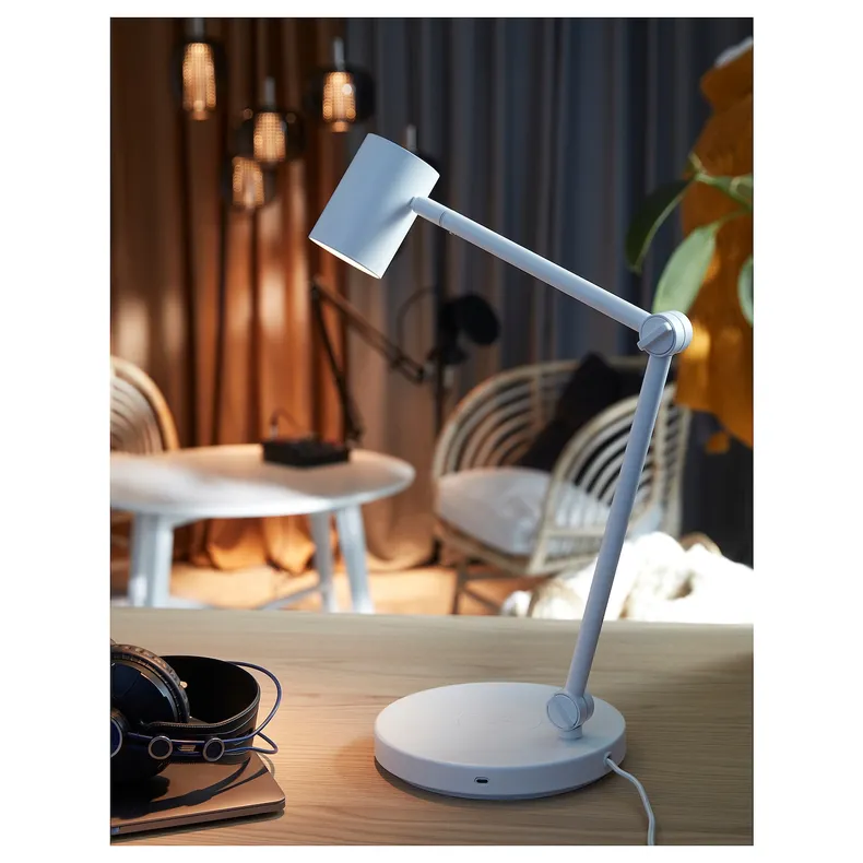 IKEA NYMÅNE НЮМОНЕ, робоча лампа з функц бездрот зарядж, білий 104.486.03 фото №4