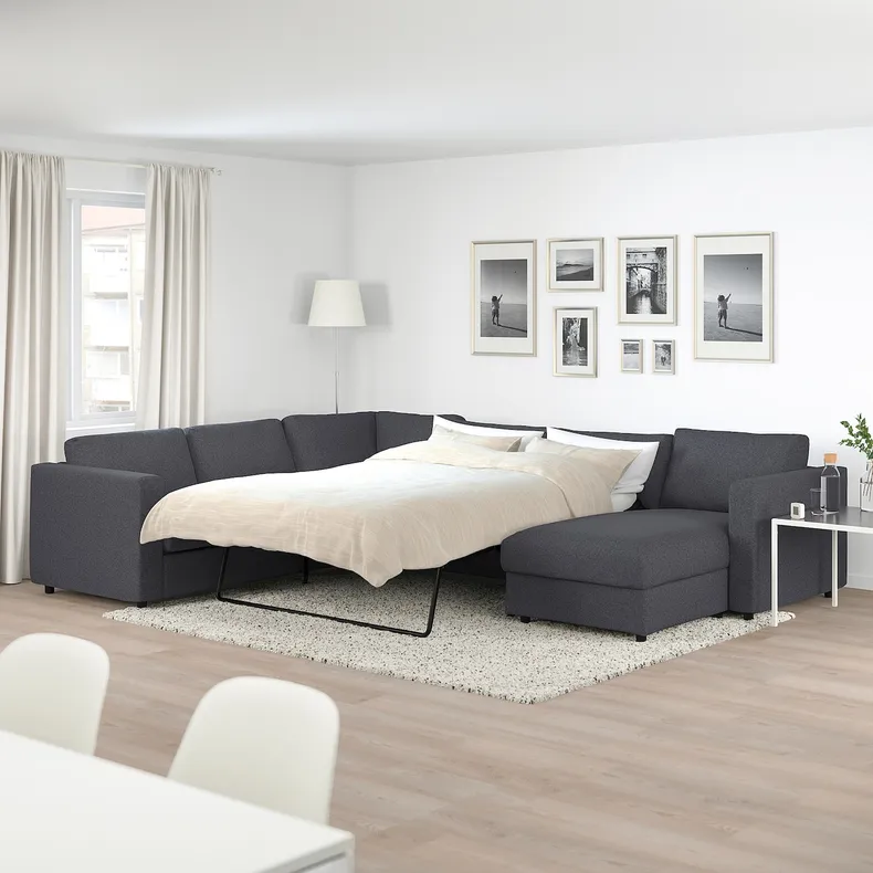 IKEA VIMLE ВІМЛЕ, кут диван-ліжко, 5-місн з кушеткою, Гарматний середньо-сірий 095.452.66 фото №4