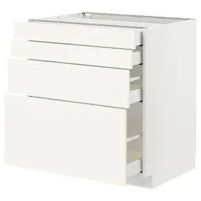 IKEA METOD МЕТОД / MAXIMERA МАКСИМЕРА, напольный шкаф 4 фасада / 4 ящика, белый / Вальстена белый, 80x60 см 695.072.14 фото