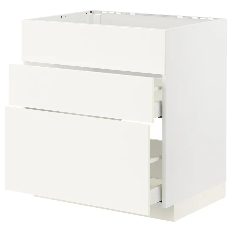 IKEA METOD МЕТОД / MAXIMERA МАКСИМЕРА, шкаф д / варочн панели / вытяжка / ящик, белый / Вальстена белый, 80x60 см 595.071.58 фото №1