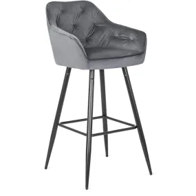 Барный стул бархатный MEBEL ELITE SALEM Velvet, серый / черный фото