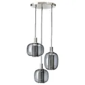 IKEA HÖGVIND ХЁГВИНД, подвесной светильник с 3 лампами, никелированное / серое стекло, 41 см 504.929.29 фото thumb №1