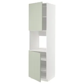 IKEA METOD МЕТОД, висока шафа для дух, 2 дверцят / пол, білий / Стенсунд світло-зелений, 60x60x220 см 694.875.60 фото