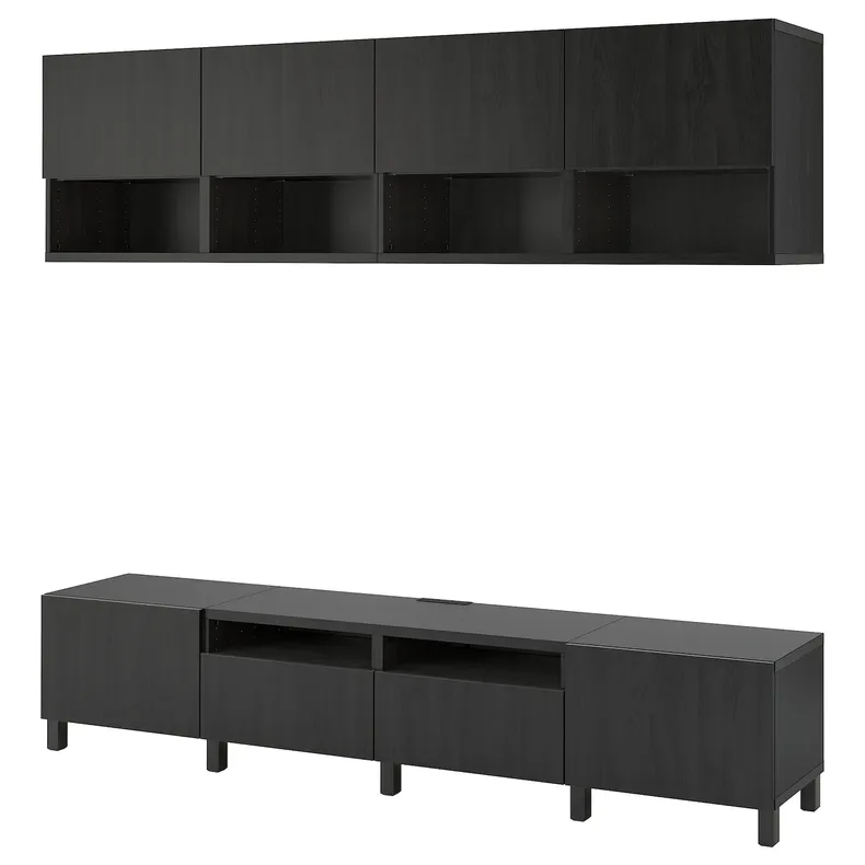 IKEA BESTÅ БЕСТО, комбінація шаф для телевізора, чорно-коричневий / ЛАППВІКЕН / СТУББ чорно-коричневий, 240x42x230 см 694.119.47 фото №1
