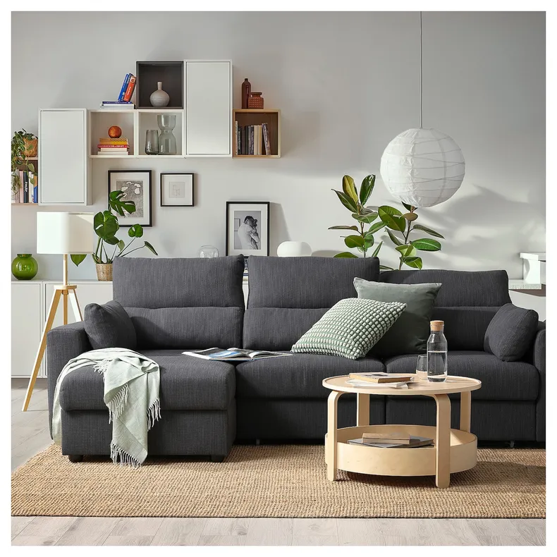 IKEA ESKILSTUNA ЕСКІЛЬСТУНА, 3-місний диван із кушеткою, Горючий антрацит 595.201.93 фото №5
