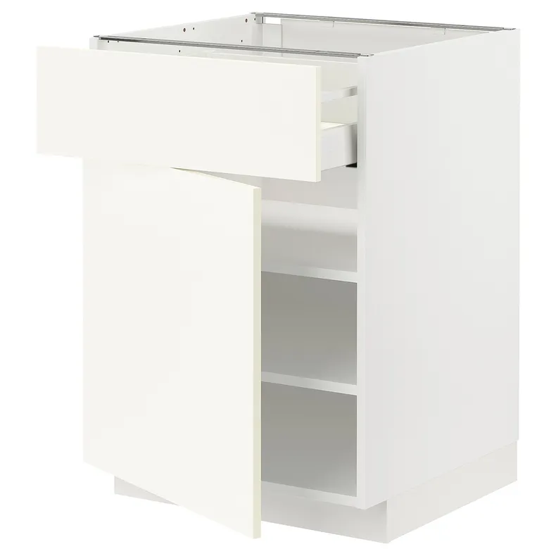 IKEA METOD МЕТОД / MAXIMERA МАКСИМЕРА, напольный шкаф с ящиком / дверцей, белый / Вальстена белый, 60x60 см 095.072.07 фото №1