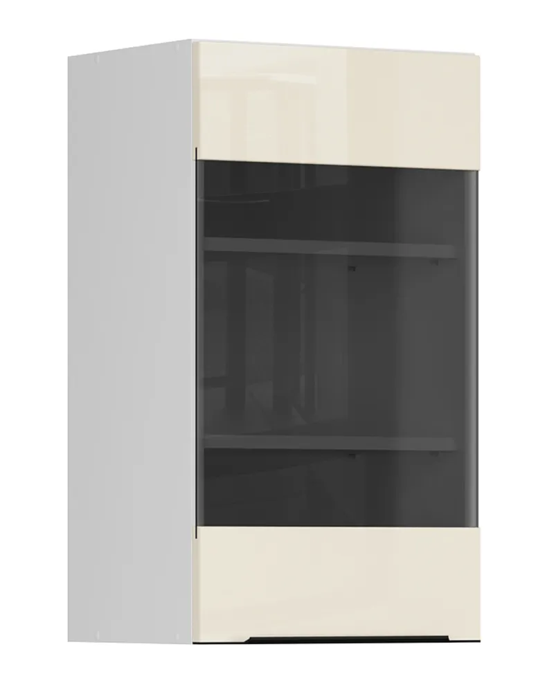 BRW Верхний кухонный шкаф Sole L6 40 см с витриной правый магнолия жемчуг, альпийский белый/жемчуг магнолии FM_G_40/72_PV-BAL/MAPE фото №2