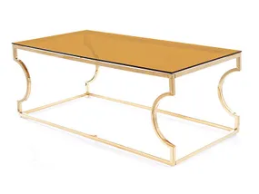 Журнальний столик SIGNAL KENZO A, бурштин / золото, 60x120 фото